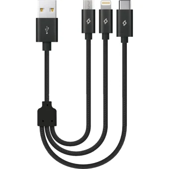 TTEC Regular USB to Lightning / Type-C / micro USB Cable Μαύρο 0.3m (2DK31)