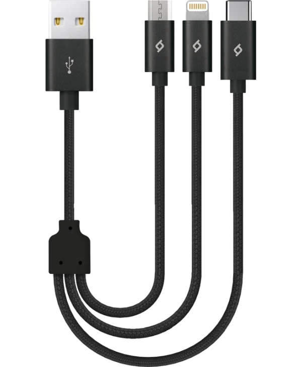 TTEC Regular USB to Lightning / Type-C / micro USB Cable Μαύρο 0.3m (2DK31)