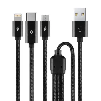 TTEC Braided USB to Lightning / Type-C / micro USB Cable Μαύρο 1m (2DK39S)
