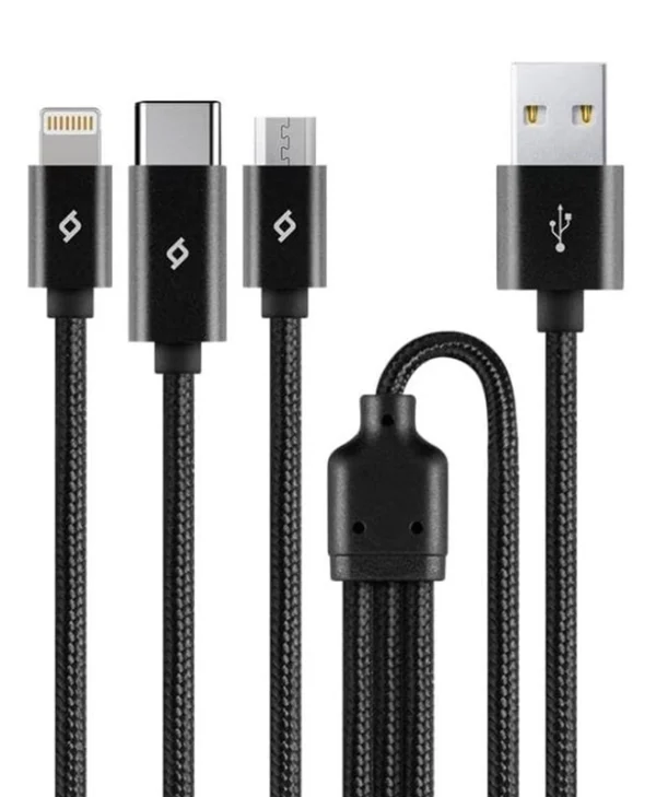 TTEC Braided USB to Lightning / Type-C / micro USB Cable Μαύρο 1m (2DK39S)