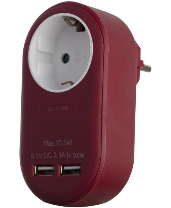 Entac EPAG-1EE-2USB-BR Μονόπριζο με 2 USB-A