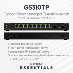 NetGear GS310TP-200EUS Managed L2 PoE+ Switch με 8 Θύρες Gigabit (1Gbps) Ethernet