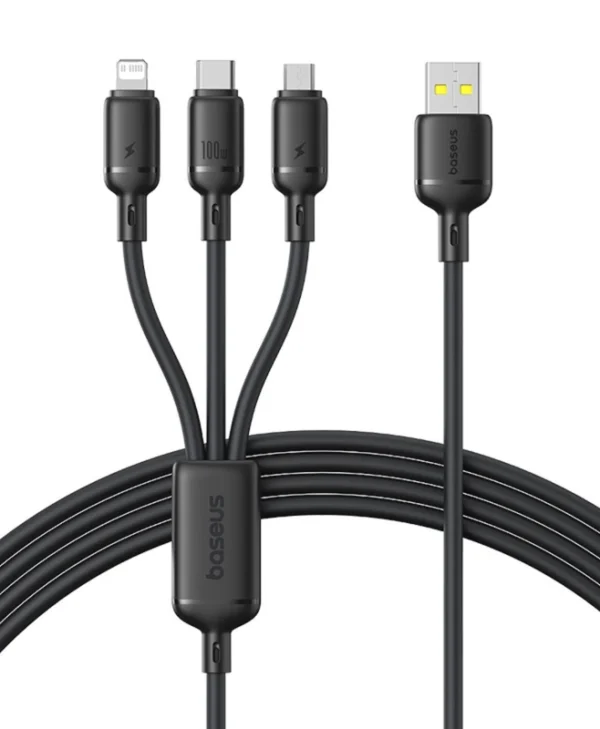 Baseus Rapid Series 3-in-1 USB to Cable 5A Μαύρο 1.5m P10377705123-00