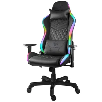 Deltaco RGB Line GAM-080 Καρέκλα Gaming Δερματίνης με Ρυθμιζόμενα Μπράτσα και RGB Φωτισμό Μαύρη