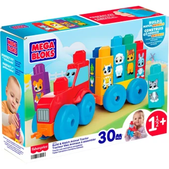 Mega Bloks Τουβλάκια Τρακτέρ με Ζωάκια για 1.5+ Ετών 30τμχ JKG33