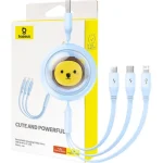 Baseus Flat / Retractable USB to Lightning / Type-C / micro USB Cable 3.5A Μπλε 1.1m P10362900311-00