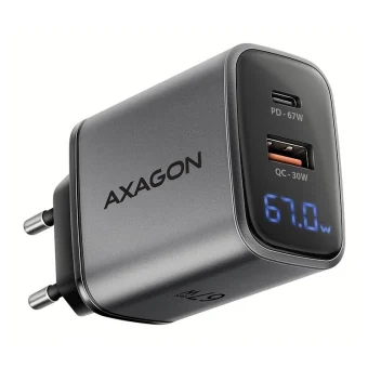 Axagon Φορτιστής Χωρίς Καλώδιο με Θύρα USB-A και Θύρα USB-C 67W Power Delivery / Quick Charge 3.0 / Quick Charge 4+ / Quick Charge 2.0 / SuperCharge (ACU-PQ67D)