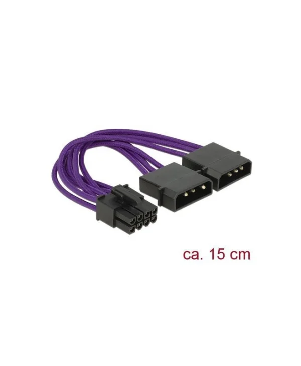 DeLock 8-Pin PCIe - 2x 4-Pin pwm Cable 0.15m Μωβ 83705