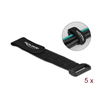 DeLock Velcro Δεματικά Καλωδίων 190x25mm Μαύρο 5τμχ 19531