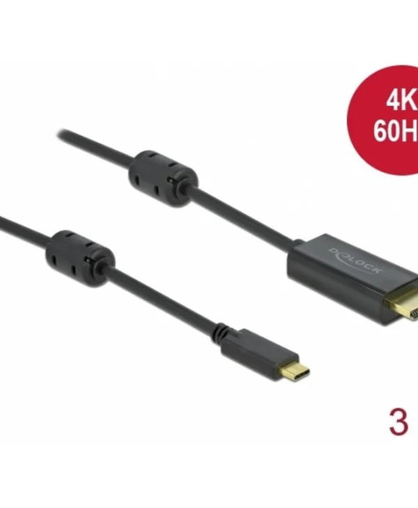 Delock Active Usb Type-c To Hdmi Dp Alt Mode 4k60hz T-t 3m Black Delock 85971