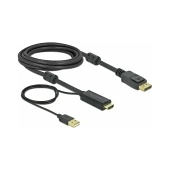 DeLock 4K 30Hz Cable DisplayPort male - HDMI male 3m Μαύρο (85965)