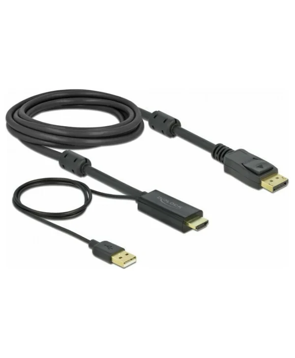 DeLock 4K 30Hz Cable DisplayPort male - HDMI male 3m Μαύρο (85965)