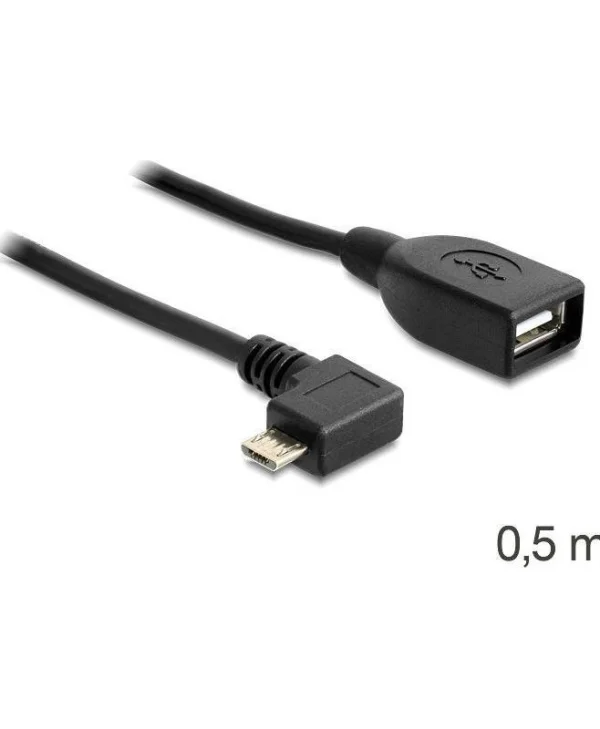 DeLock Angle (90°) / Regular USB 2.0 to micro USB Cable Μαύρο 0.5m 83271 1τμχ
