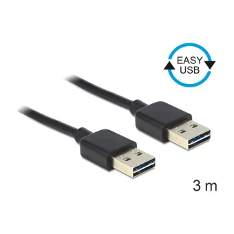DeLock USB 2.0 Cable USB-A male - USB-A male Μαύρο 3m 83462