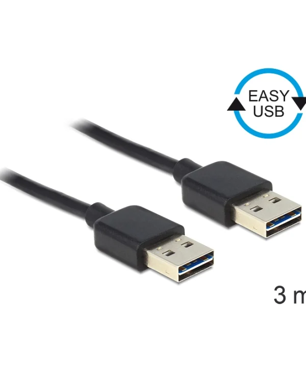 DeLock USB 2.0 Cable USB-A male - USB-A male Μαύρο 3m 83462
