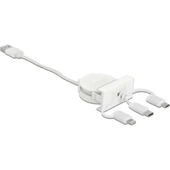 DeLock Regular USB to Lightning / Type-C / micro USB Cable Λευκό 0.50m (81375)