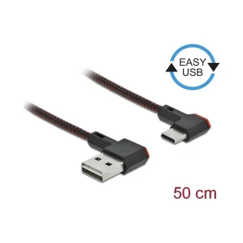DeLock Angle (90°) / Braided USB 2.0 Cable USB-C male - USB-A male Μαύρο 0.5m (85280)
