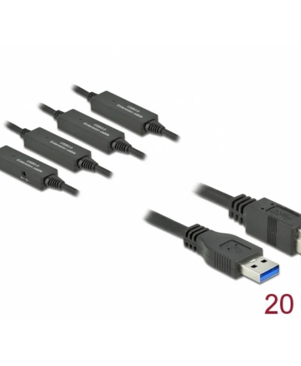 Delock Usb 3.2 Gen 1-a To Usb-b Active T-t Cable 20m Black Delock 85382