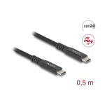 DeLock Braided USB 2.0 Cable USB-C male - USB-C 100W Μαύρο 0.5m (80023) - Image 2