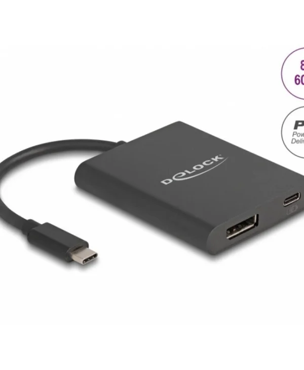 Delock Usb Type C To Displayport Adapter Dp Alt Mode 8k60hz/4k144hz Hdr + Pd 60w Delock 64202