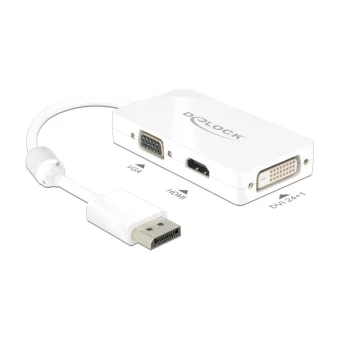 DeLock Μετατροπέας DisplayPort male σε DVI-D / HDMI / VGA female Λευκό 1τμχ 62655