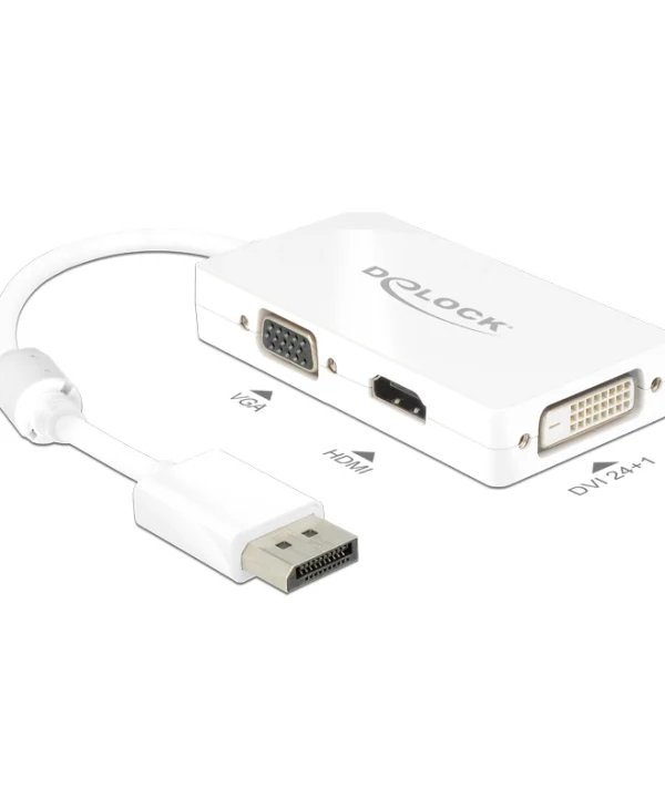 DeLock Μετατροπέας DisplayPort male σε DVI-D / HDMI / VGA female Λευκό 1τμχ 62655