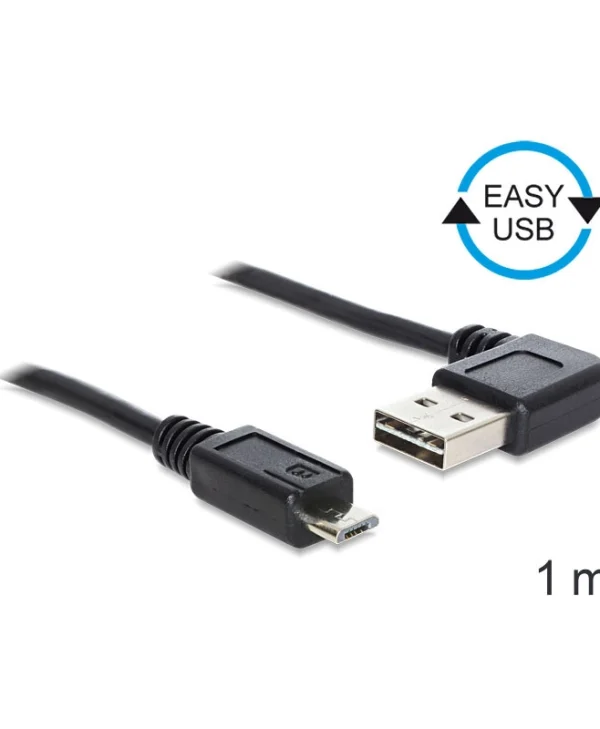 DeLock Angle (90°) USB 2.0 to micro USB Cable Μαύρο 1m (83382)