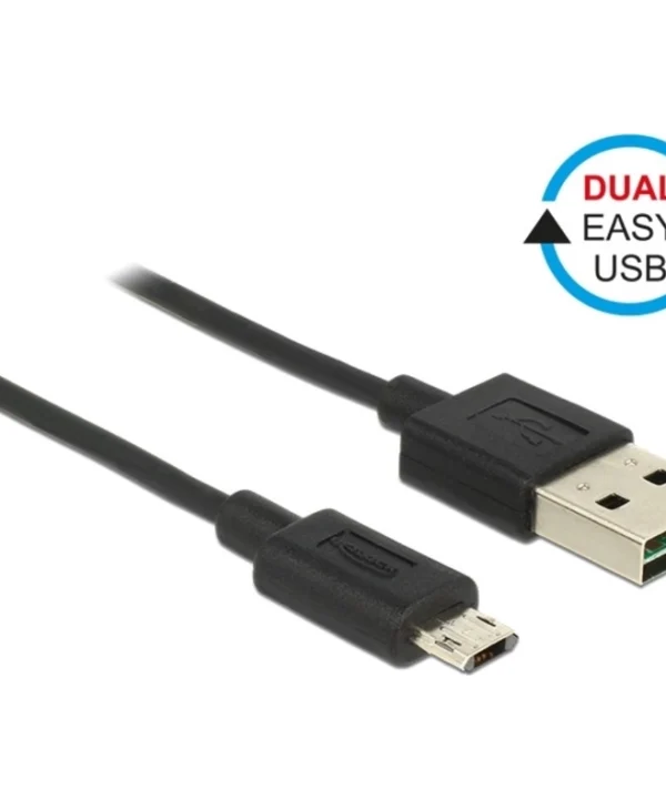 DeLock Regular USB 2.0 to micro USB Cable Μαύρο 2m (83850)