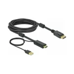 DeLock 4K 30Hz Cable DisplayPort male - HDMI male 5m Μαύρο (85966)