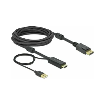 DeLock 4K 30Hz Cable DisplayPort male - HDMI male 5m Μαύρο (85966)