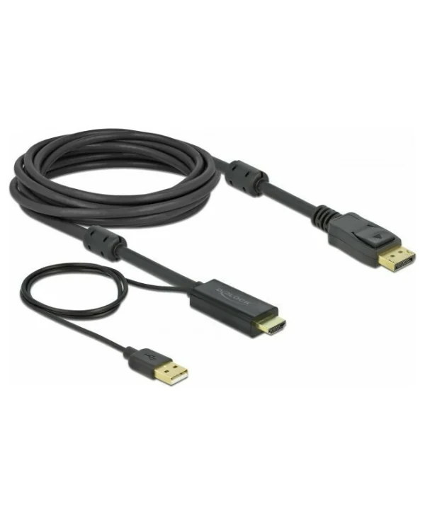 DeLock 4K 30Hz Cable DisplayPort male - HDMI male 5m Μαύρο (85966)