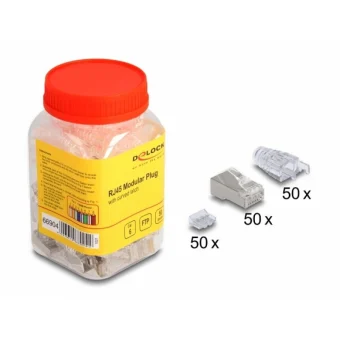 Delock Set 50 Rj45 Ftp Network Connectors Cat.6 + Transparent Boot Delock 66904