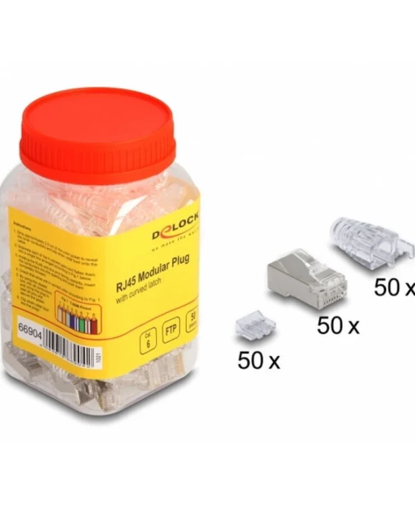 Delock Set 50 Rj45 Ftp Network Connectors Cat.6 + Transparent Boot Delock 66904