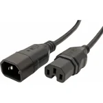 Value IEC C14 - IEC C15 Cable 1m Μαύρο 19.99.1121