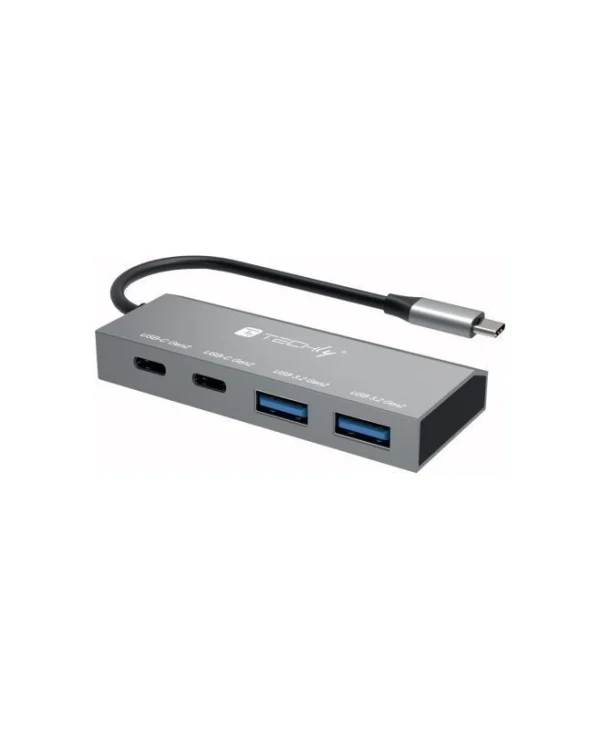 Techly USB 3.2 Hub 4 Θυρών με σύνδεση USB-C Γκρι IUSB32C-HUB4AC2