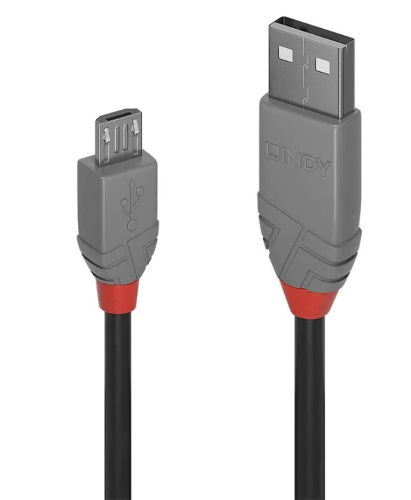 Lindy Anthra Line Regular USB 2.0 to micro USB Cable Μαύρο 0.2m (36730)