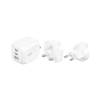 Belkin 3-port Usb C Charger 70w Gan Charger Including Plugs Usa Uk Eu 2 Usb-c Ports 1 Usb-a Port Fast Charger Macbook Iphone Ipad Pro Samsung Galaxy Pixel Etc – White WCH018HQWH - Image 4