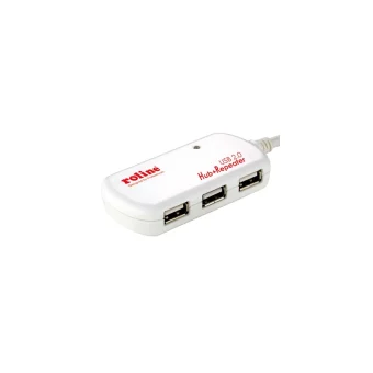Roline Repeater Cable 12m With Hub 3 Ports USB 2.0 Hub 4 Θυρών με σύνδεση USB-A Λευκό 12.04.1085