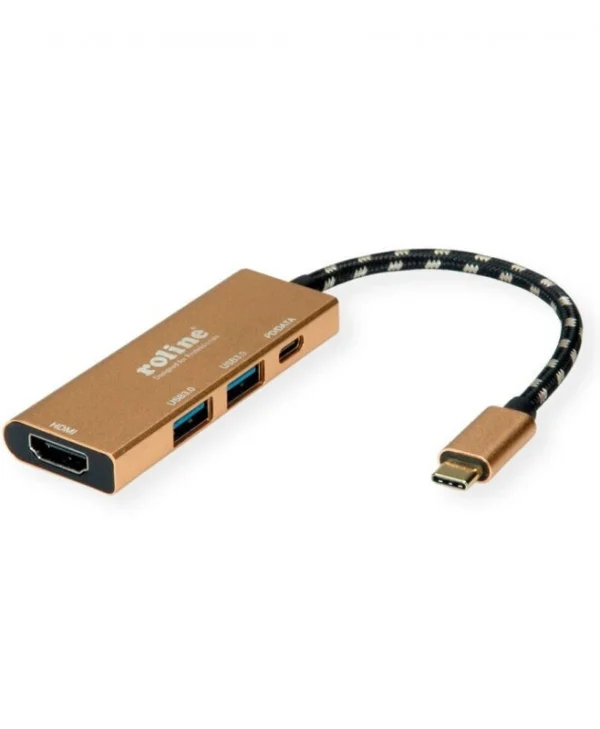 Roline USB-C Docking Station με HDMI 4K PD Χρυσό (12.02.1119-5)