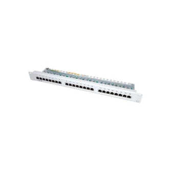 Patch Panel Roline 26.99.0329 19" Rack 24 Ports Shielded Cat 5e Class D Eia Tia 568b Light Gray