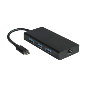 Roline Value Network Adapter 12.99.1109 From Usb Type C 3.1 To 10 100 1000 Rj-45 3x Usb 3.2 Black