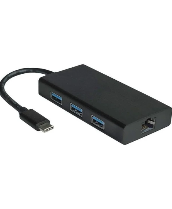 Roline Value Network Adapter 12.99.1109 From Usb Type C 3.1 To 10 100 1000 Rj-45 3x Usb 3.2 Black