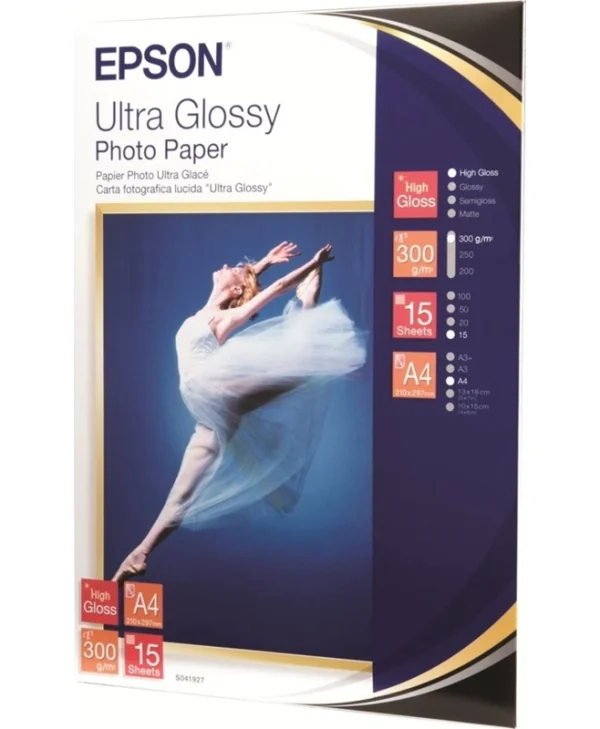 Epson Φωτογραφικό Χαρτί Ultra Glossy A4 (21x30) 300gr/m² για Εκτυπωτές Inkjet 15 Φύλλα C13S041927