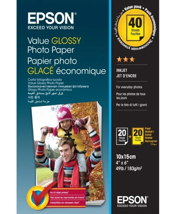 Epson Φωτογραφικό Χαρτί A6 (10x15) 183gr/m² για Εκτυπωτές Inkjet 40 Φύλλα C13S400044