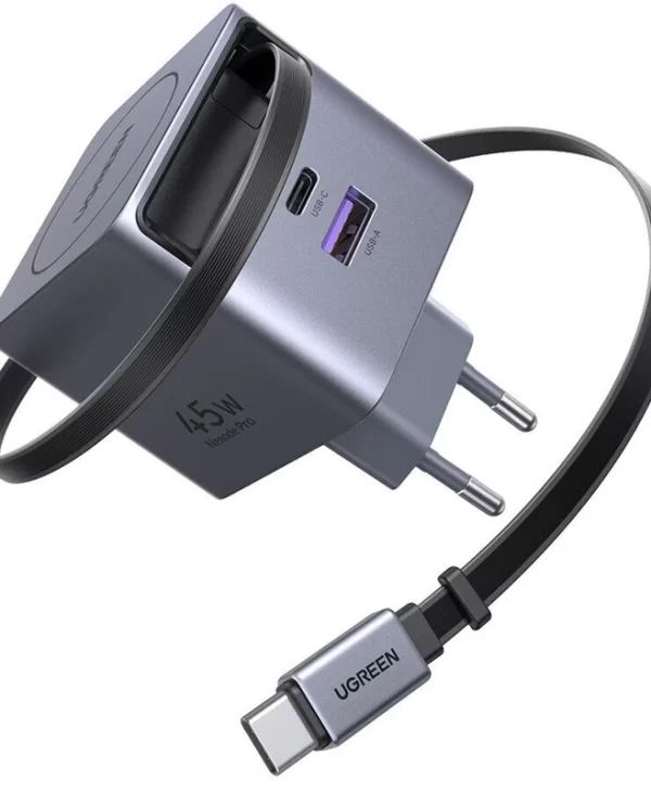 Ugreen Φορτιστής με Θύρα USB-A και Θύρα USB-C και Καλώδιο USB-C 45W Γκρι (X614) 65822