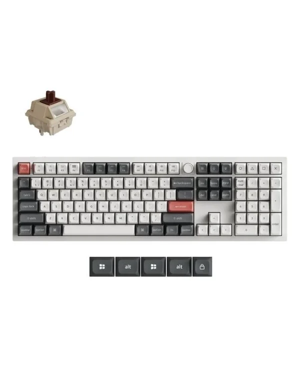 Keychron Q6 Ultra 8K Q6U-P3 Ασύρματο Gaming Μηχανικό Πληκτρολόγιο με Keychron Silk POM Brown διακόπτες και RGB φωτισμό (Αγγλικό US) Λευκό