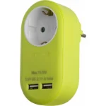 Entac EPAG-1EE-2USB-L Μονόπριζο με 2 USB-A Πράσινο