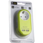 Entac EPAG-1EE-2USB-L Μονόπριζο με 2 USB-A Πράσινο - Image 2