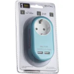 Entac EPAG-1EE-2USB-B Μονόπριζο με 2 USB-A Μπλε - Image 2