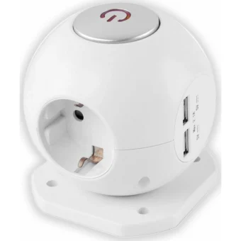 Entac ESC1.5G3-USB-GLOBE Πολύπριζο 3 Θέσεων με 2 USB-A και Καλώδιο 1.5m